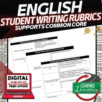 ELA PARCC WRITING FORMAT TEMPLATE, English Curriculum Activity - preview 1