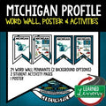 Michigan History Word Wall, State Profile, Michigan Activities US History Poster - preview 1