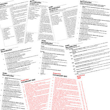 Reconstruction Post Civil War Assessments, Tests, U.S. History Quiz - preview 2