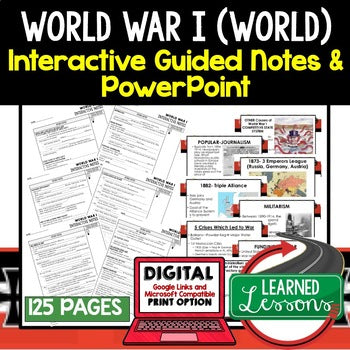 World War I, WWI Guided Notes & PowerPoints, Digital Distance Learning & Print - preview 1