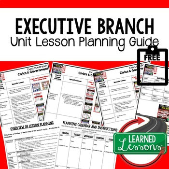 Executive Branch Lesson Plan Guide Civics Government Back To School - preview 1