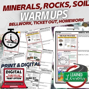 Minerals, Rocks, Soil Warm Ups & Bell Ringers, NGSS Science Warm Ups - preview 1