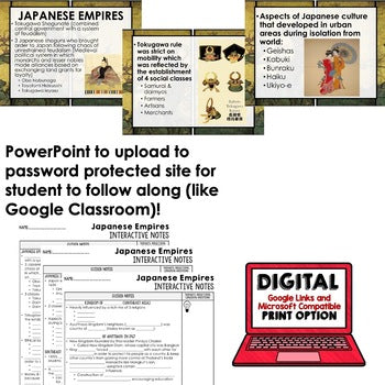 Japanese Empires Guided Notes and PowerPoints, Interactive Notebooks, Google - preview 2