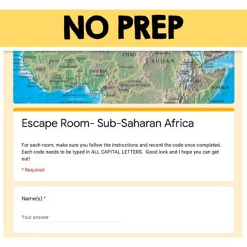 Sub-Saharan Africa Geography Digital Escape Room Breakout Room Distance Learning - preview 4