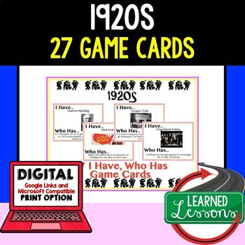 1920s Game Cards | Roaring Twenties U.S. History | Print & Digital Activity - preview 1