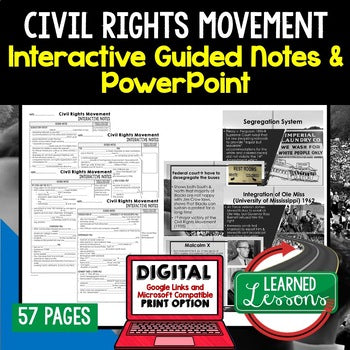 Civil Rights Movement Notes & PowerPoints, US History, Print, Digital - preview 1