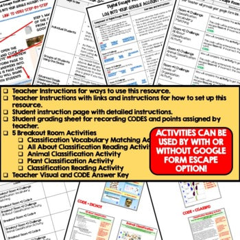 Classification Digital Escape Room Breakout Room Classification Activity - preview 3