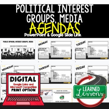 Interest Groups & Media Agenda PowerPoint & Google Slides Civics Agenda - preview 1