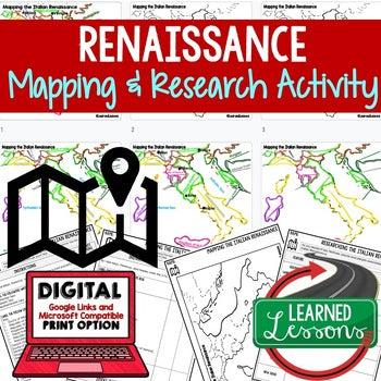 Renaissance Mapping Activity, Mapping Italian Renaissance PRINT & DIGITAL - preview 1