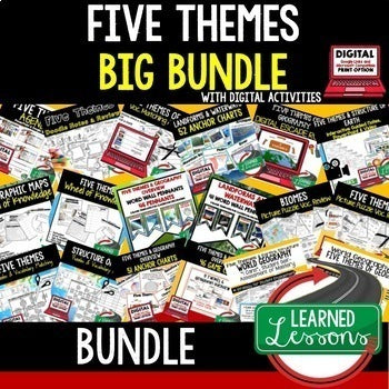 Five Themes of Geography Bundle | World Geography Activities | Print & Google - preview 1