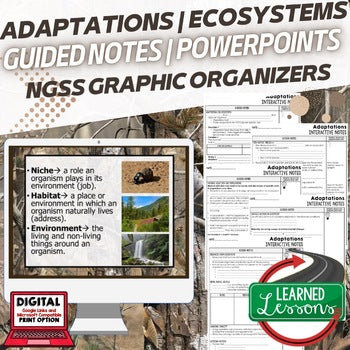 Adaptations Guided Notes and PowerPoints NGSS, Life Science Guided Notes - preview 1