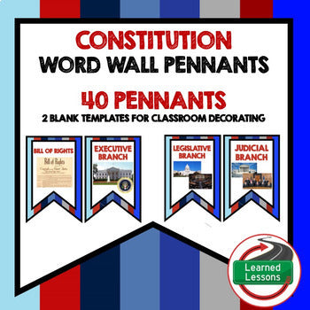Civics Word Wall Bundle | 419 Government Vocabulary Pennants | Print & Google - preview 3