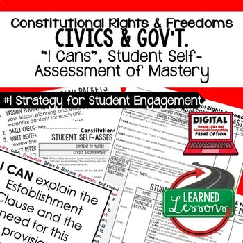 Constitutional Rights and Freedoms I Cans, Self-Assessment of Mastery, CIVICS - preview 1