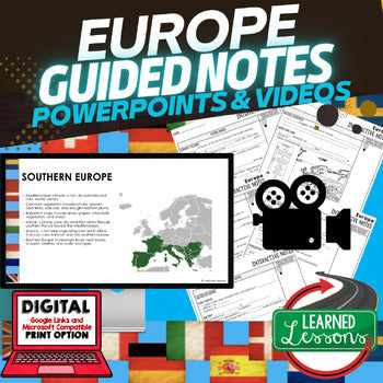Europe Guided Notes | World Geography PowerPoint | Google Slides - preview 1