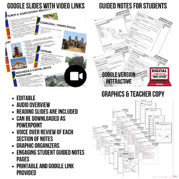 Southeast Asia Guided Notes & PowerPoints, World Geography Guided Notes - preview 2