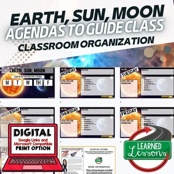 Earth, Sun, Moon Agenda PowerPoint & Google Slides, Earth Science Agenda - preview 1