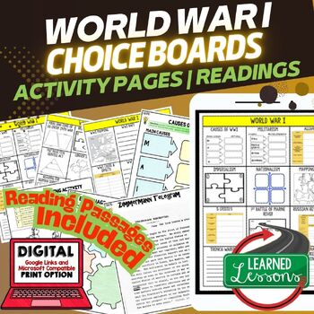 World War I (WWI) Activities, Choice Board, Print & Google World History - preview 1