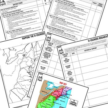 13 Colonies Map Activity and Research Graphic Organizer, Mapping the 13 Colonies - preview 2