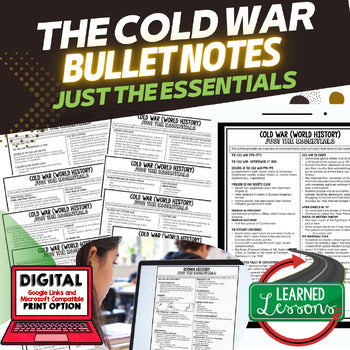 Cold War Outline Notes, Cold War Bullet Notes, Unit Review, Test Prep - preview 1