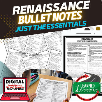 RENAISSANCE Outline Notes, Renaissance Bullet Notes, Unit Review, Test Prep - preview 1