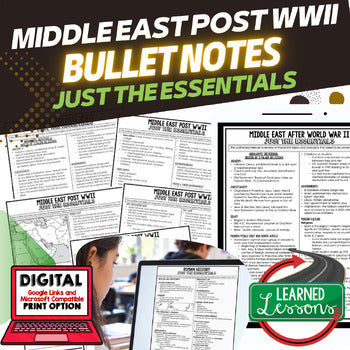 Middle East Post WWII Outline Notes, Bullet Notes, Unit Review, Test Prep - preview 1