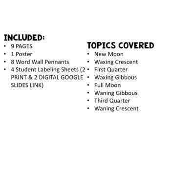 Phases of the Moon Anchor Charts, Moon Posters Moon Word Wall, Activity Pages - preview 3