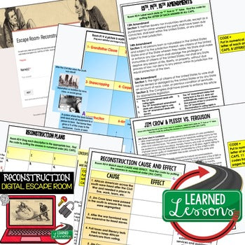 Reconstruction Escape Room | Digital Breakout | U.S. History Activity - preview 2