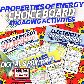 Properties of Energy Choice Board Bundle | NGSS Physical Science Activities - preview 1