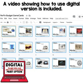 Personal Finance Budgeting and Money GAME CARDS, Economics Activity - preview 2