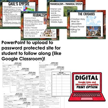 Middle Ages Guided Notes and PowerPoints, Interactive Notebooks, Google - preview 2