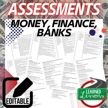 Money Banking & Finance Assessments | Editable Tests & Quizzes - preview 1