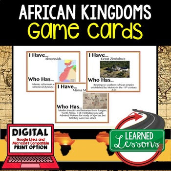 African Kingdoms Game Cards, Print & Digital Learning, Google - preview 1