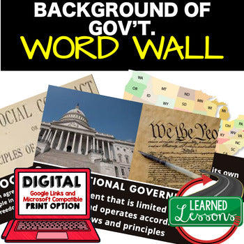 Government Word Wall | Civics Vocabulary Activities | Background of Government - preview 1