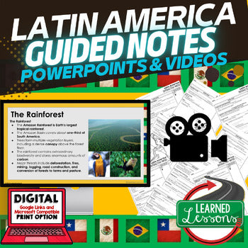 Latin America Guided Notes & PowerPoints World Geography Guided Notes | - preview 1