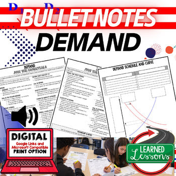 Demand Outline Notes, Bullet Notes, Unit Review, Test Prep, Economic Notes - preview 1