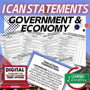 Government & the Economy I Can Statements & Posters Self-Assessment Economics - preview 1