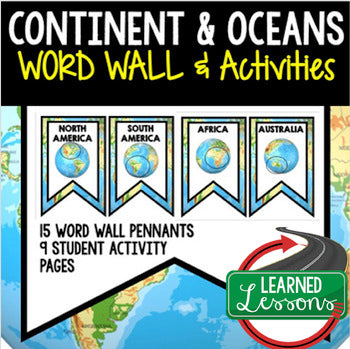 Continent Oceans Word Wall Activity Pages Geography Word Wall - preview 1