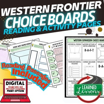 Western Frontier Activities, Choice Board, Print & Digital Google - preview 1