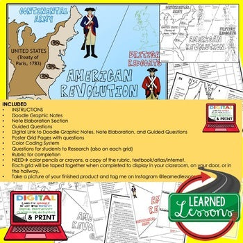 American Revolution Collaborative Poster, Doodle Notes, Print & GOOGLE Notes - preview 3