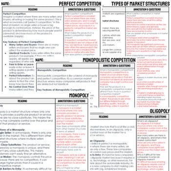 Market Structures DBQ Reading Comprehension Passages & Questions - preview 3