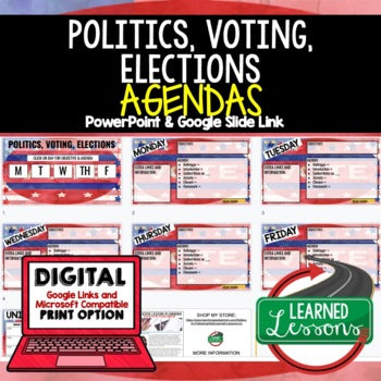 Politics, Voting, Elections Agenda PowerPoint & Google Slides Civics Agenda - preview 1
