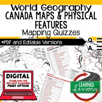 Canada Map Quizzes Geography Assessment, GOOGLE FORM - preview 1