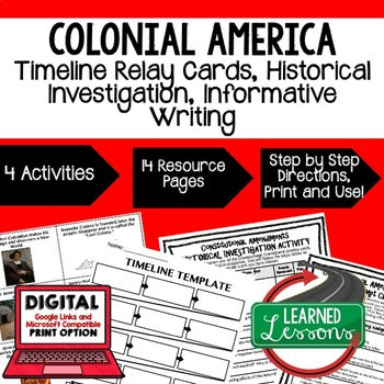 Colonial Era Timeline & Writing Activities, Digital Learning, Google, & Print - preview 1