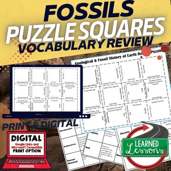 Fossils Activity Puzzle, Earth Science Activity | Vocabulary Matching - preview 1