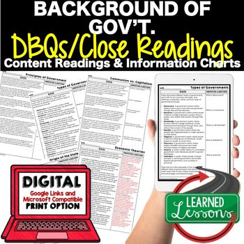 Foundation of Government DBQ Reading Activity, Google, Civics DBQ, Close Reading - preview 1