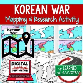 Korean War Mapping Activity, PowerPoint Guided Mapping, Mapping the Korean War - preview 1