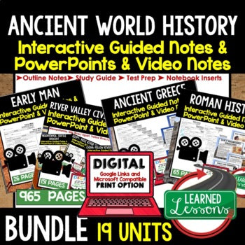 Ancient World History Guided Notes & PowerPoints Bundle | Print + Google - preview 1