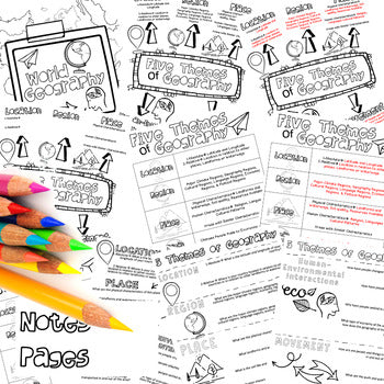 Five Themes of Geography Doodle Notes, Doodle Pages, Geography Activity - preview 2