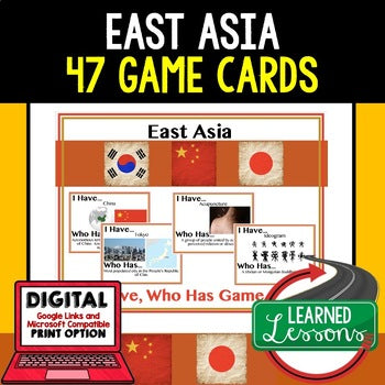 East Asia  Game Cards, Geography Print & Digital Distance Learning - preview 1