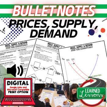 Price, Supply, Demand Outline Notes, Bullet Notes, Unit Review, Economic Notes - preview 1